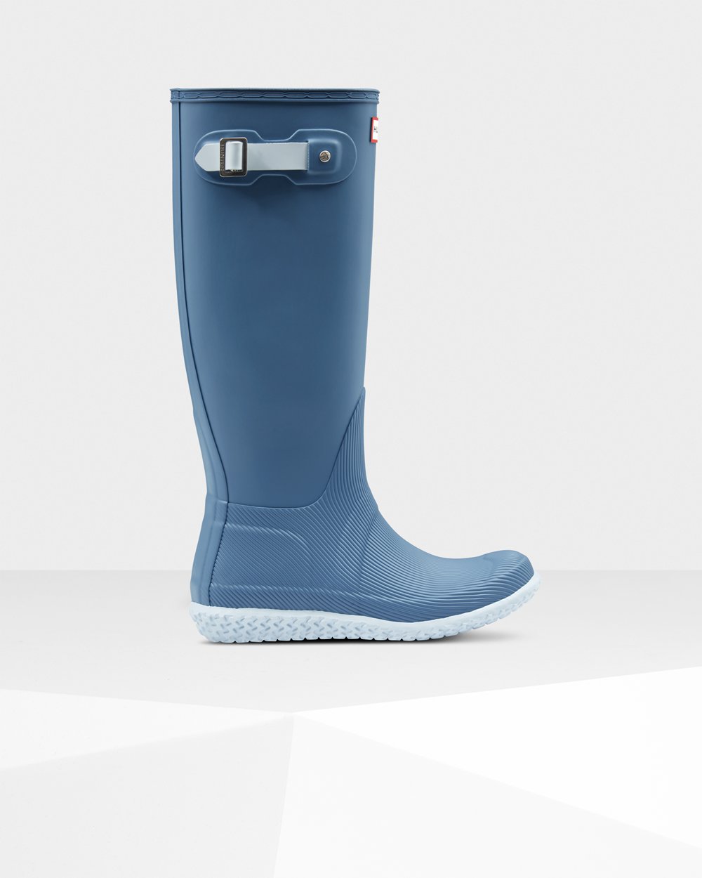 Womens Tall Rain Boots - Hunter Original Flat Heel Calendar Sole (36BNDLJAR) - Blue/Grey